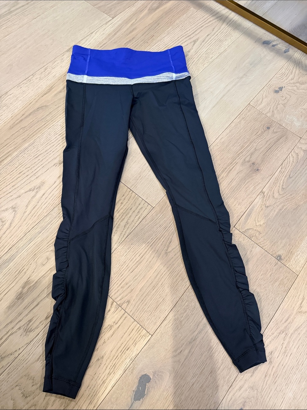 lululemon athletica Black Leggings with Blue Waistband